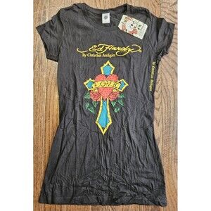 Vintage Ed Hardy By Christian Audigier Shirt Small T Shirt Y2K Love Heart Cross